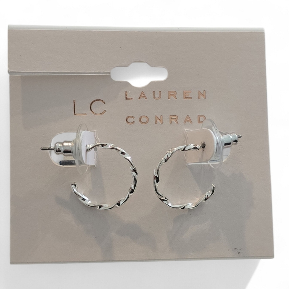 LC Lauren Conrad NWT Twisted Hoop‎ Earring | Silver